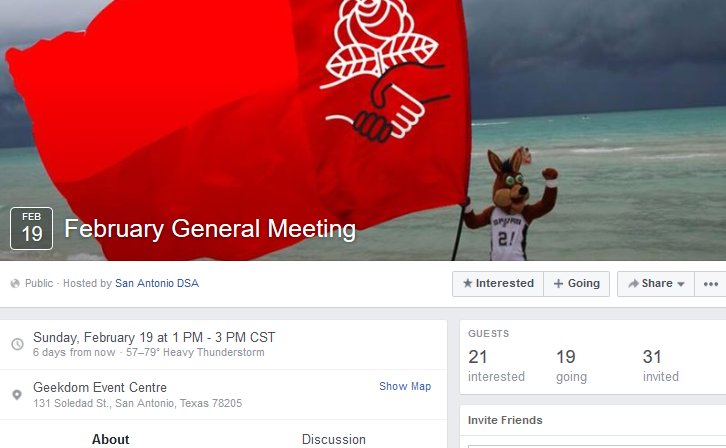 all are invited to San Antonio DSA's first public meeting on February 19th but especially Gregg Popovich!