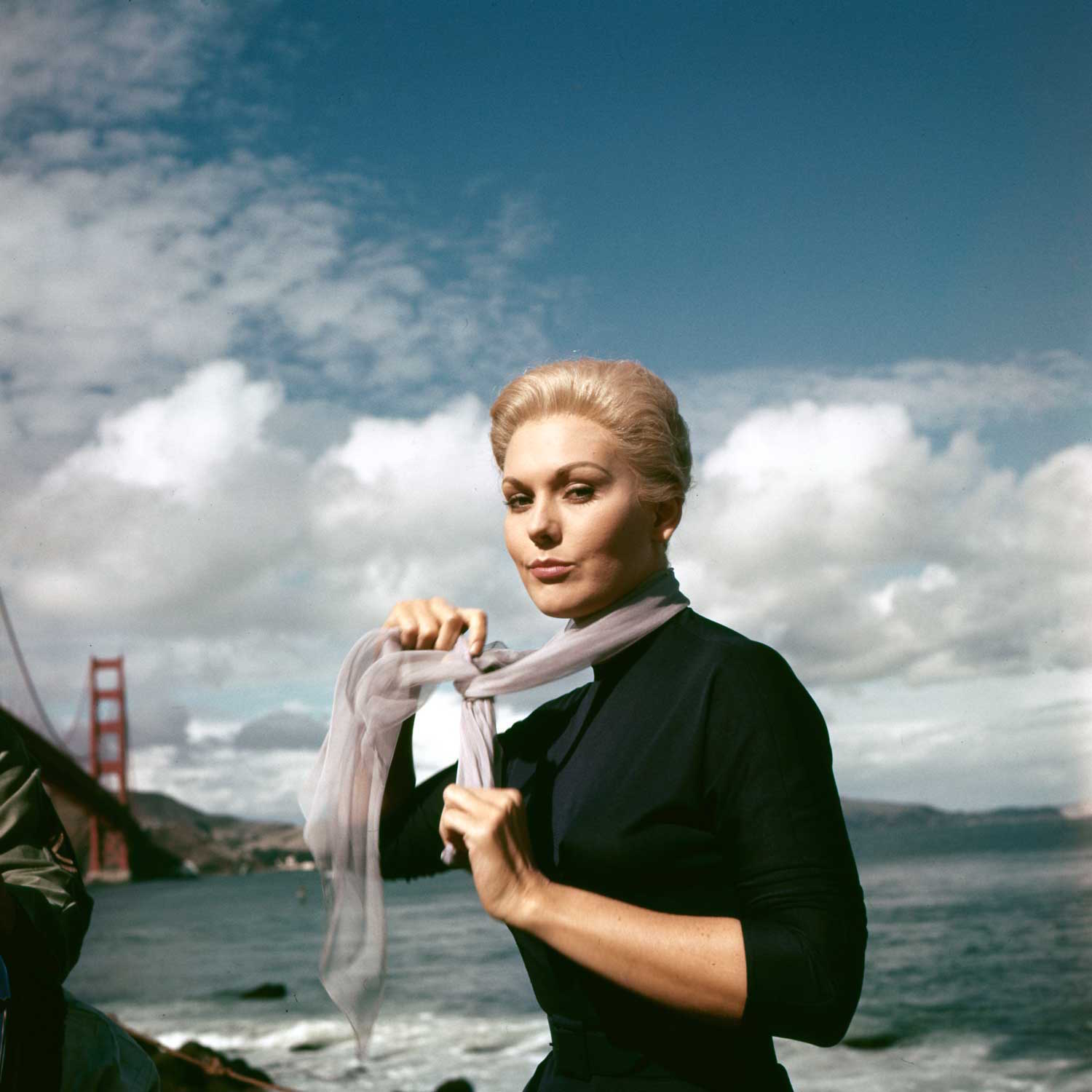 Wishing a happy birthday to Kim Novak, here on location in San Francisco for VERTIGO (1958). 