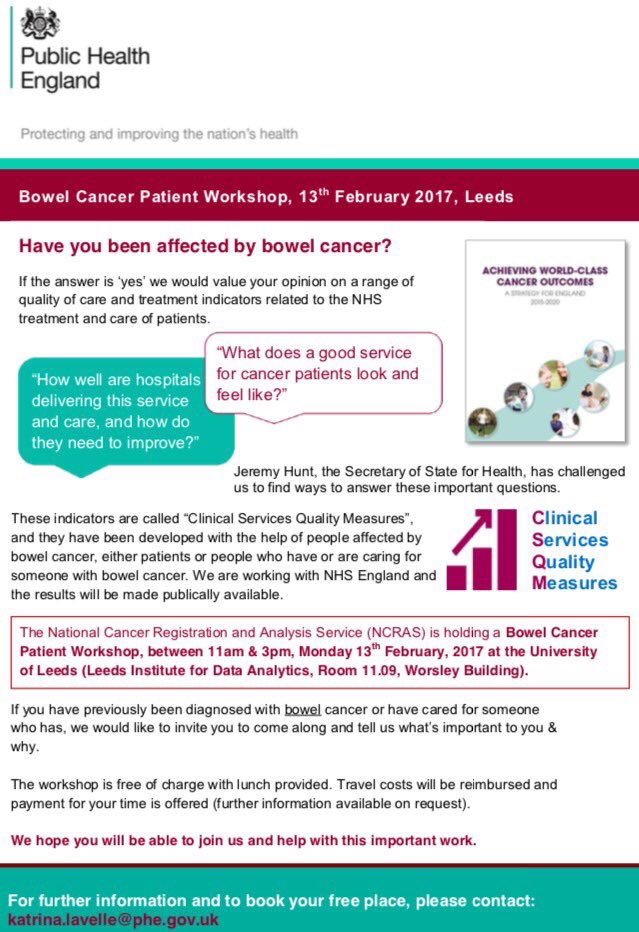 CSQMs_NHS's tweet photo. Insightful stories from #bowelcancer patients on what's important when #quality of #cancer care is considered. Share yr view pls #csqms https://t.co/vuBZLpO6gQ