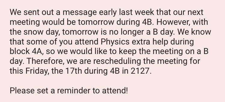 MiddNorthNHS's tweet photo. Meeting date changes to Friday 4B! https://t.co/yyF70hi2qk