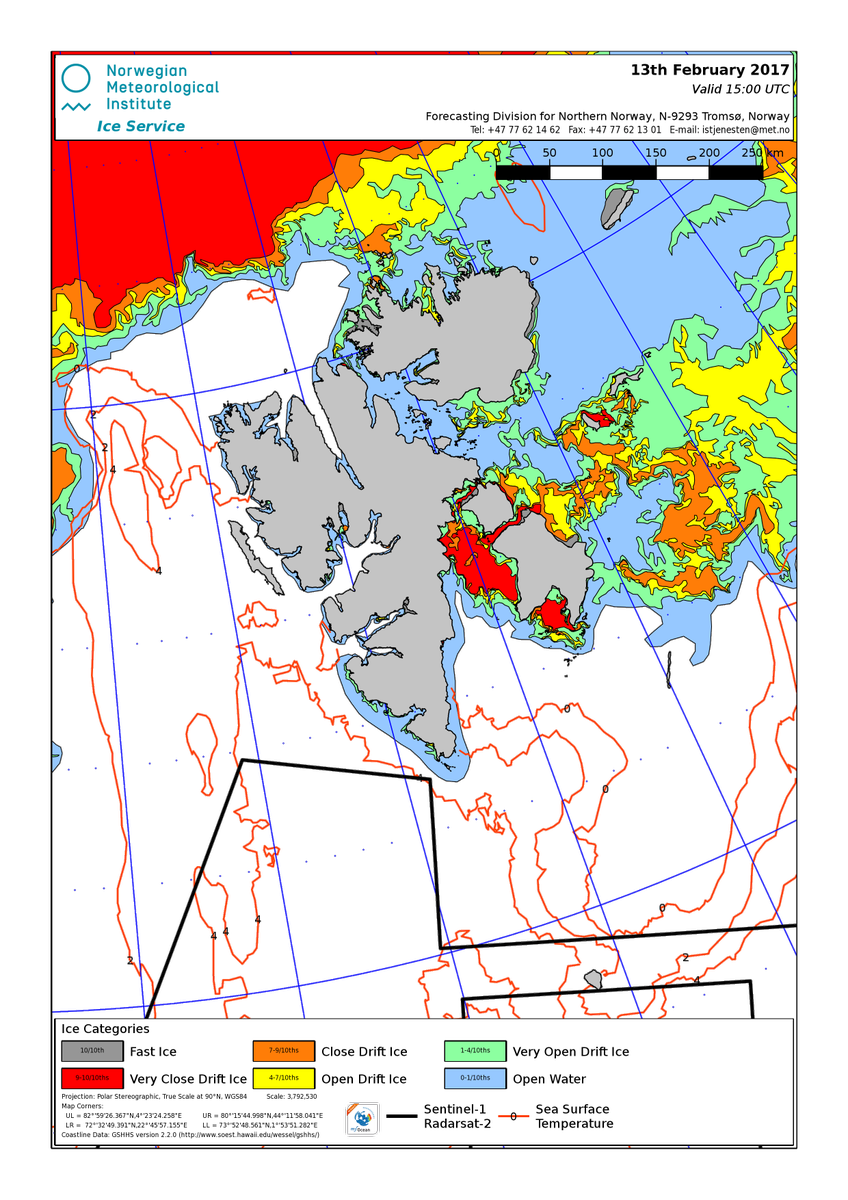 AEDerocher's tweet photo. Svalbard at 2nd lowest sea ice on record: troubling trend &amp; ice should be near maximum. Svalbard group of #polarbears severely challenged. https://t.co/KG7Vik1g89