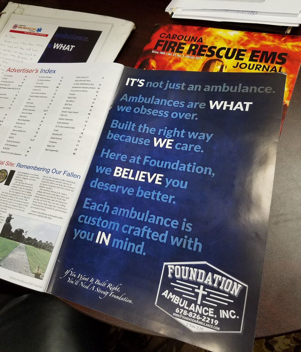 FoundationAmb's tweet photo. Check out our latest ad on @carolinafire 
It's what we believe in.
#foundationstrong https://t.co/8M7bH5Y6DD