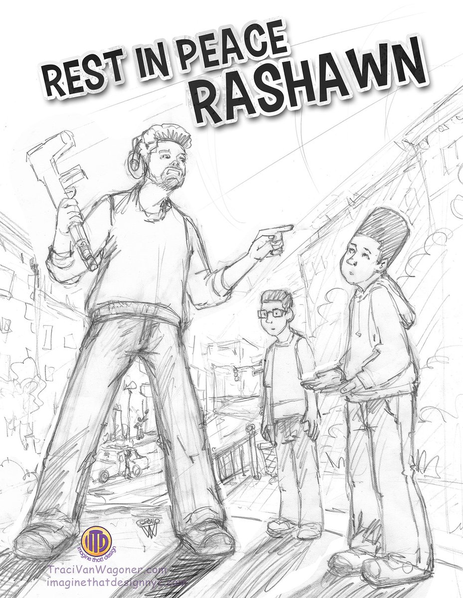 itdnyc's tweet photo. Rest in Peace RaShawn cover process from sketch to final. #RIPRaShawn @ronniesidneyii #NBTO #kidlitart #process #illustration #coverart https://t.co/bTbRBlN09N