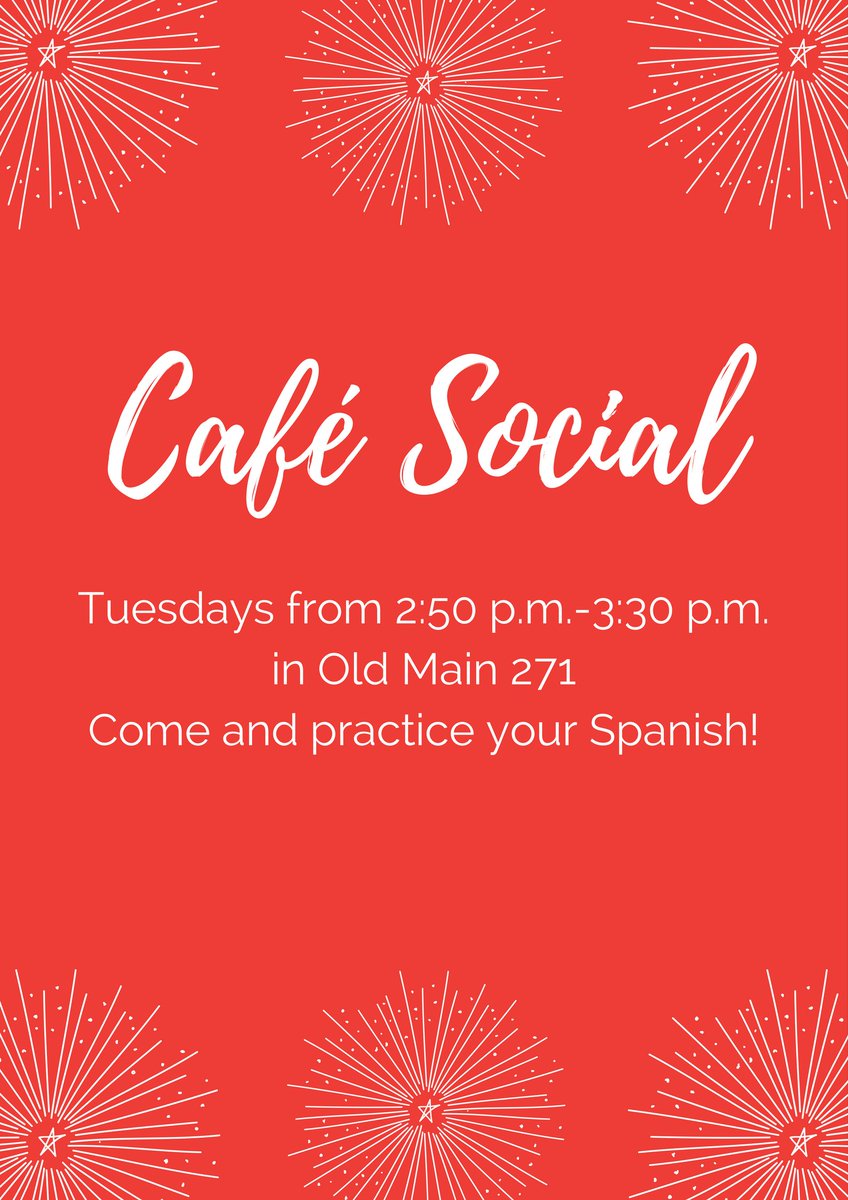 BUSpanish's tweet photo. Don't have any Valentine's Day plans? Come to Café Social tomorrow at 2:50 p.m. in Old Main 271! https://t.co/ZfSxnvkiB1