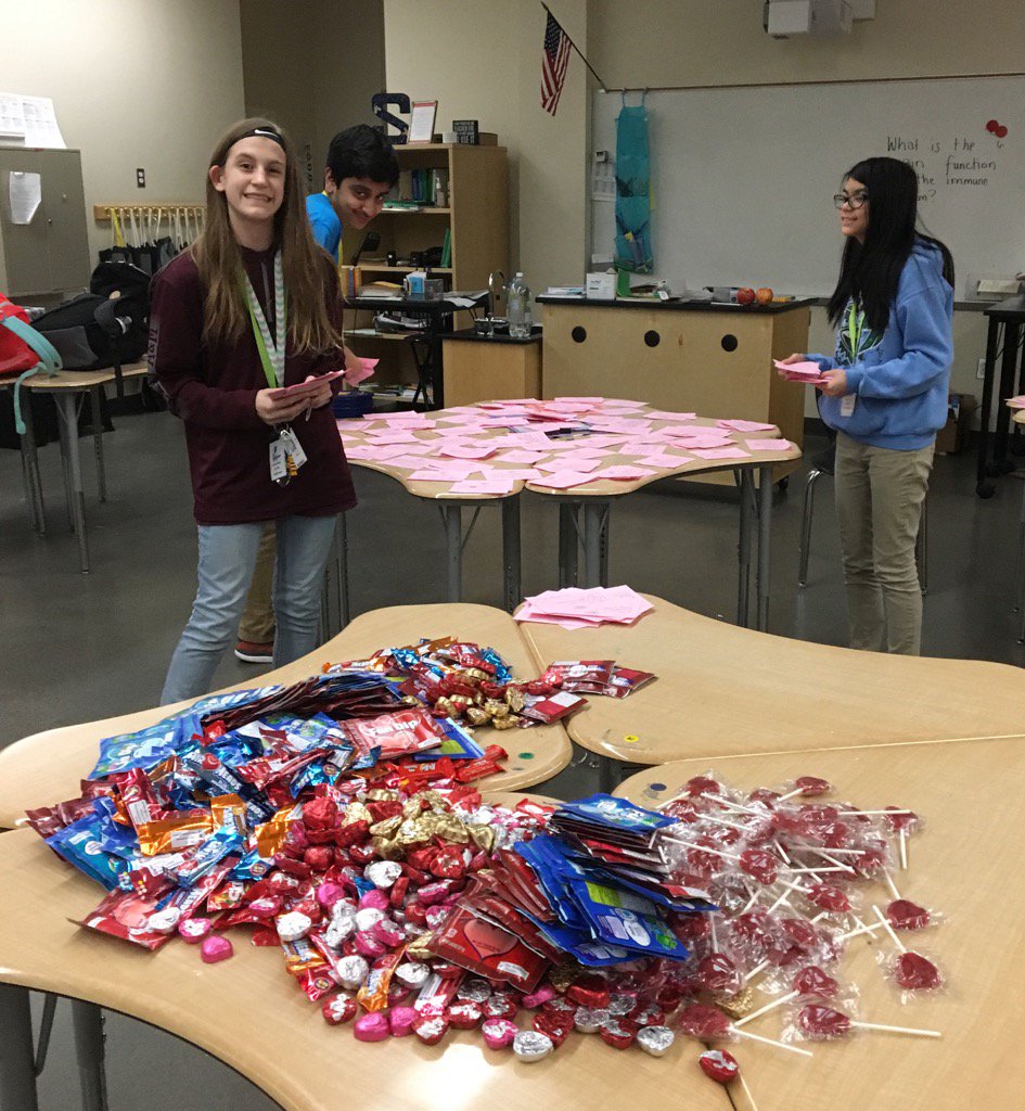Solano_science's tweet photo. @netzeroJMS Candy-grams are an unqualified success! #sweetnessoverload #studentcouncil https://t.co/6CD3eGl3fD