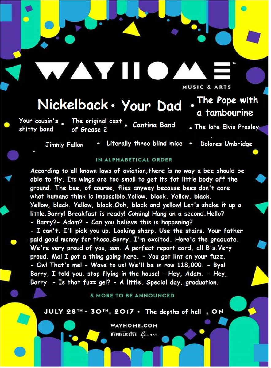 Big_Bad_Brant's tweet photo. the way everyone's reacting to the wayhome lineup https://t.co/mjhpJBCUzW