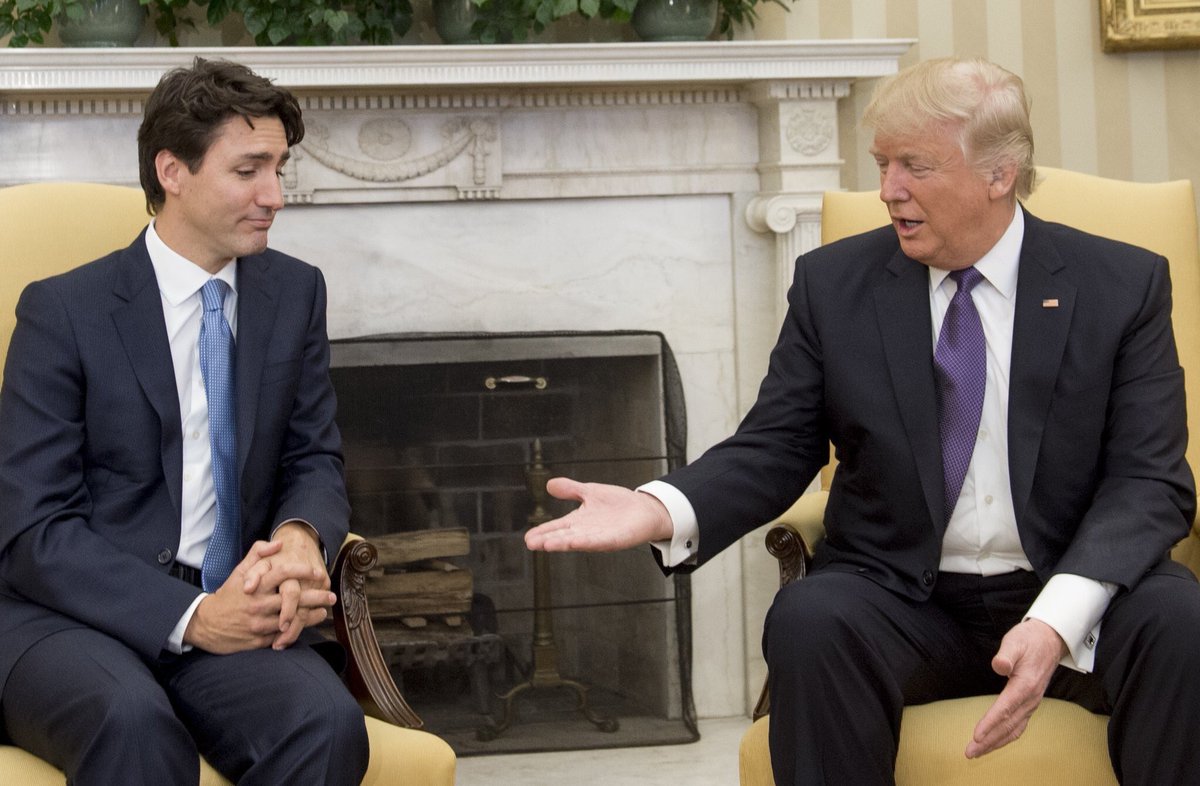 Trump: hand over the keys to Canada 
Trudeau: hmm I don't think I shou-
Trump: I'm going to count to 3!
Trudeau: *sighs*

#TrudeauMeetsTrump
