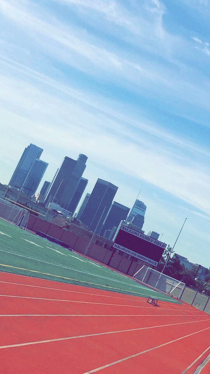 CoachT_Cloud's tweet photo. Just leaving Cathedral High School after talking to some student/athletes with the LA Skyline in the background https://t.co/aPm0IVokQU