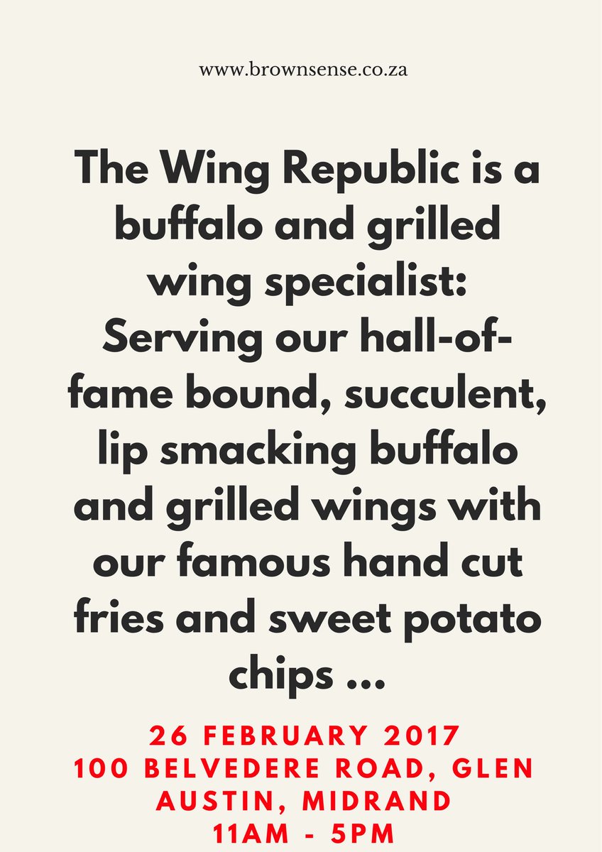 If only some <a href="/thewingrepublic/">The Wing Republic</a> wings were served. But then again you can get them <a href="/BrownSense1/">BrownSenseMarket</a> Market. #ZumaTrumpCall
#BrownSenseMarket