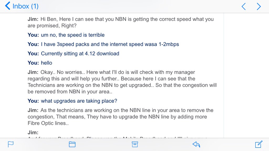 BenTibben's tweet photo. @Optus sadly no, transcript of a chat attached tho. Was on chat yesterday, but cut off when being transferred hence taking to twitter... https://t.co/2cc7nGeXIY