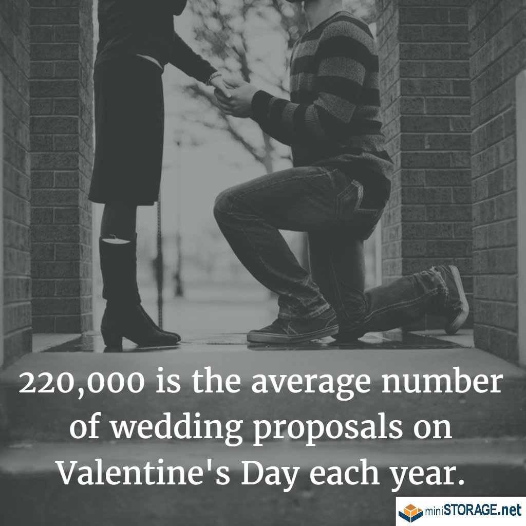 MiniStorage_Pas's tweet image. #ValetinesDay is almost here!  Did you know 220,000 is the average number of wedding proposals on Valentine's Day each year. #funfact