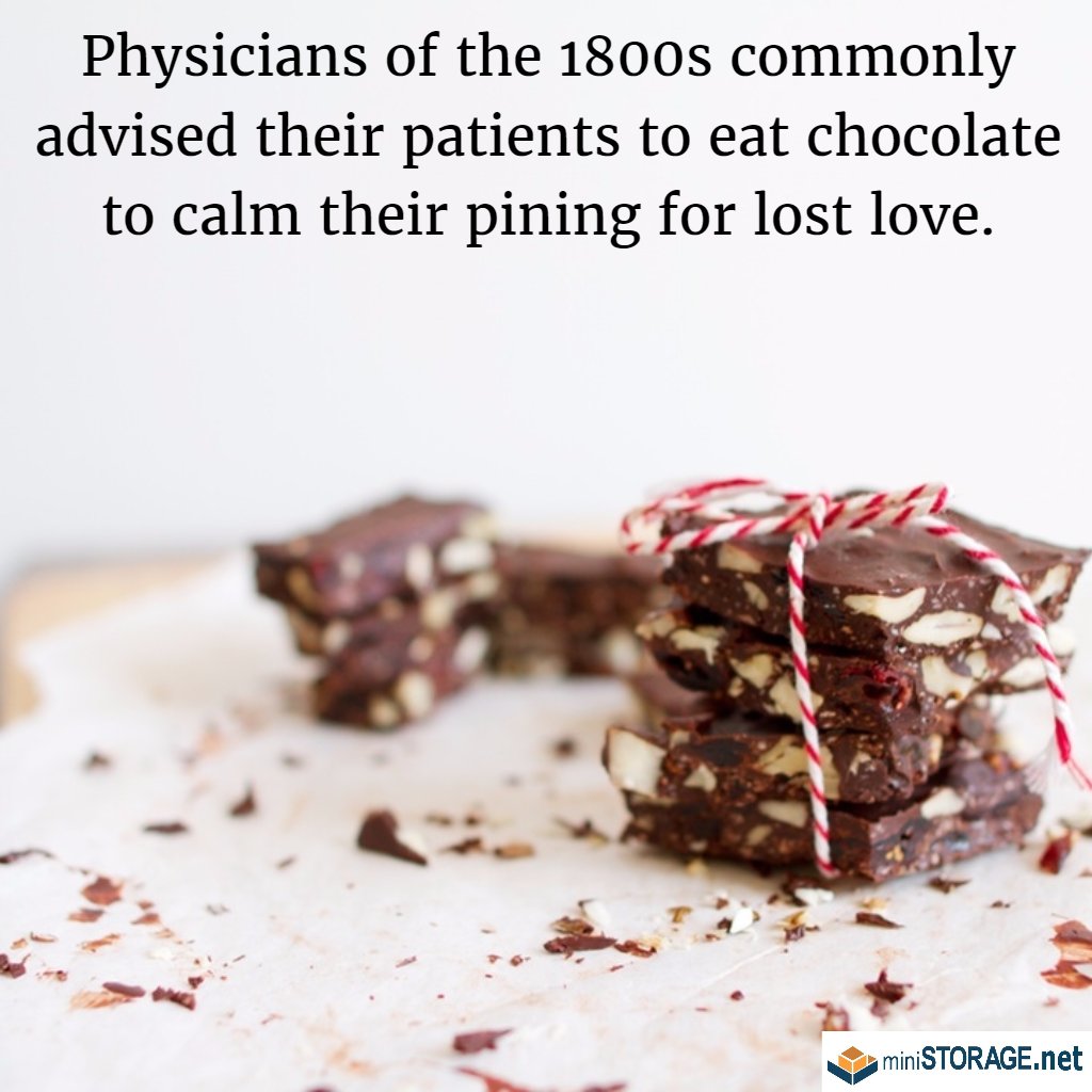MiniStorage_VN's tweet image. #ValentinesDay is tomorrow! #FunFact: Physicians of the 1800s advised their patients to eat chocolate to calm their pining for lost love.