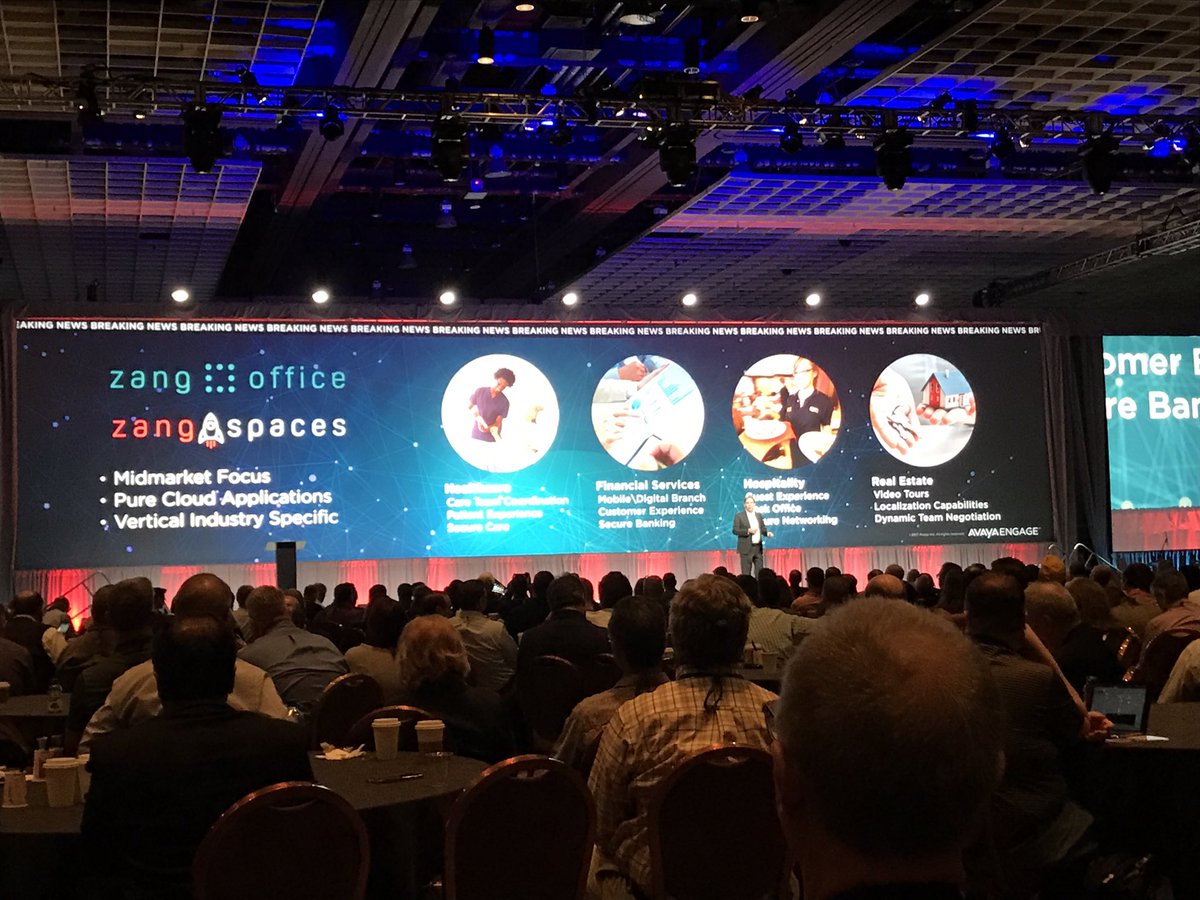 mnezarati's tweet photo. Awesome @garyavaya announces the availability of @Zang_io Office and Spaces at #AvayaEngage https://t.co/H1ZO4UezX6