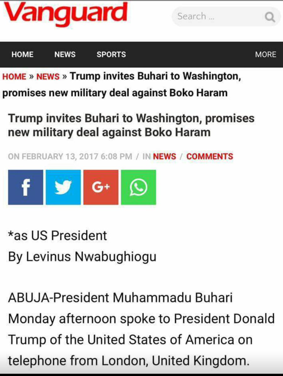 PG20151's tweet photo. @realDonaldTrump @WhiteHouse @JustinTrudeau 

How true is this news item trending in Nigeria my dear POTUS? Nigerians beg 4 an answer sir https://t.co/6QpzrqQkGt