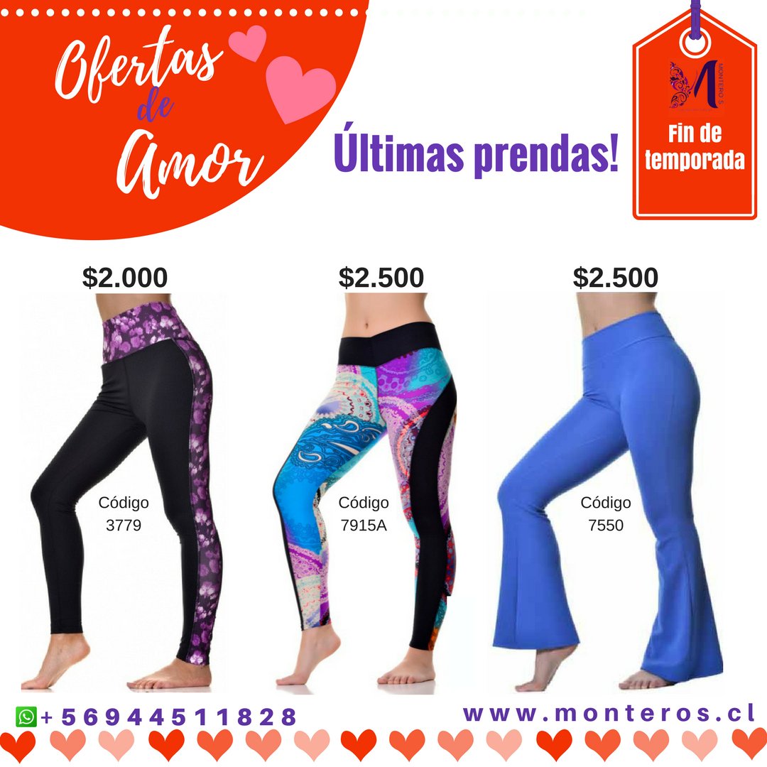 Seguimos liquidando nuestra calzas, las quieres? haz tu pedido en nuestra página monteros.cl ó al whatsapp +56944511828