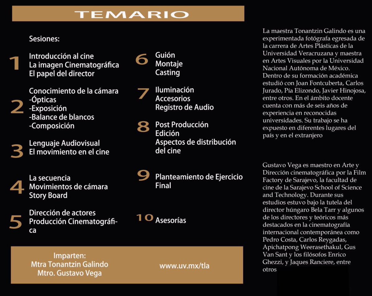 Club_CineXalapa's tweet photo. Curso de Capacitación Cinematográfica de los Talleres Libres de Arte UV ; revisa el plan de estudios, no te quedes fuera! https://t.co/D7lJHZCEXT
