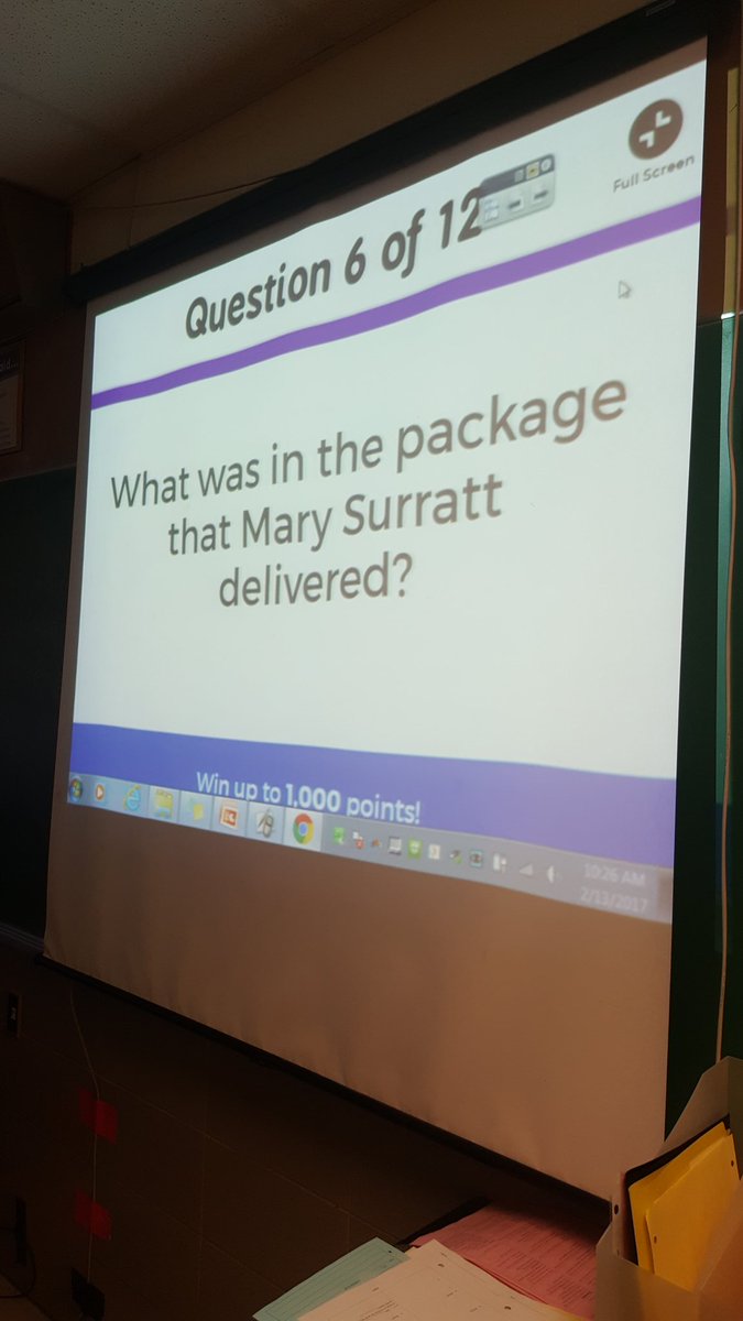 rzuckerman_bcps's tweet photo. Who's up for a game of Kahoot? It's a great way to review the events surrounding Lincolns assassination @FMS_BCPS https://t.co/esDEJeUOK1