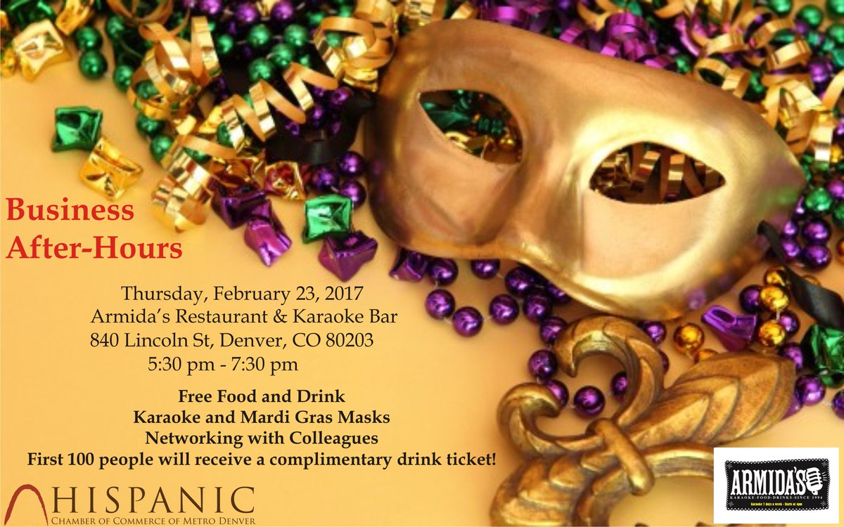 HispanicDenver's tweet image. February Business After-Hours @ArmidasKaraoke with special @Patron tasting eventbrite.com/e/february-bus…