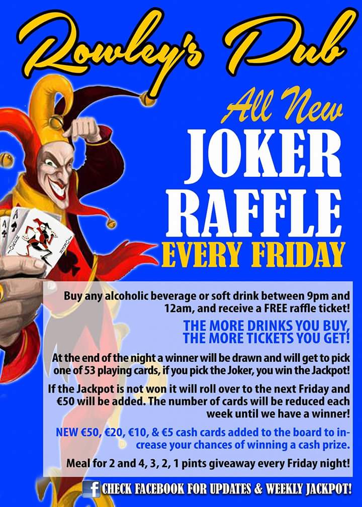RowleysPub's tweet image. We're still looking for a winner in Rowleys Joker Raffle,this week's Jackpot is a massive €1000 @NewgrangeHotel @whatsoninthebv @MeathDaily