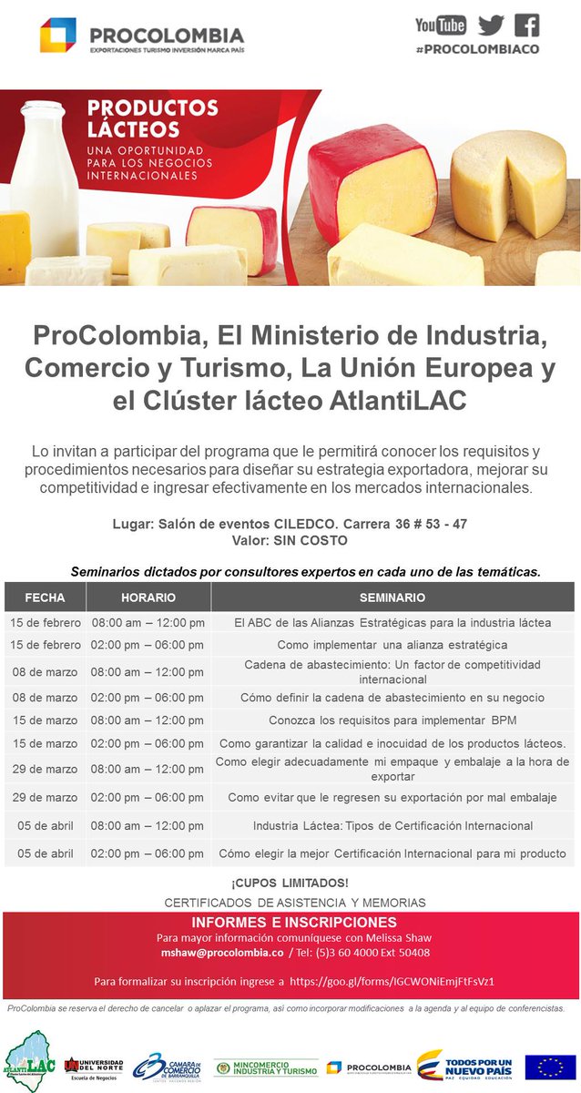 natypuello's tweet photo. Este 15 de febrero inicia el programa de capacitación para el sector lácteo del Atlco! 
@PROCOLOMBIACO @MincomercioCo 
Apoya @ASOGANORTE https://t.co/SknreS3DwY
