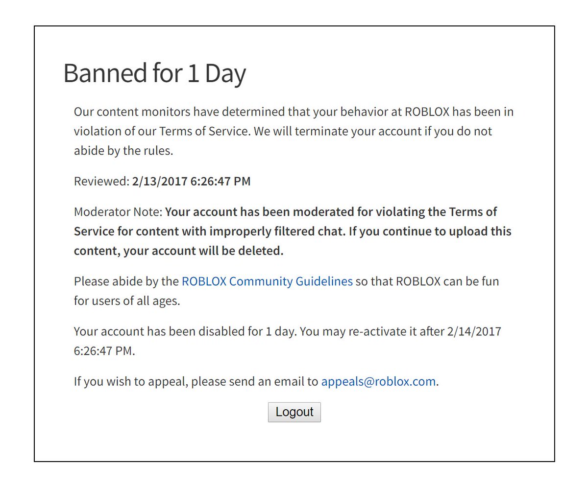 Roblox Banned Account