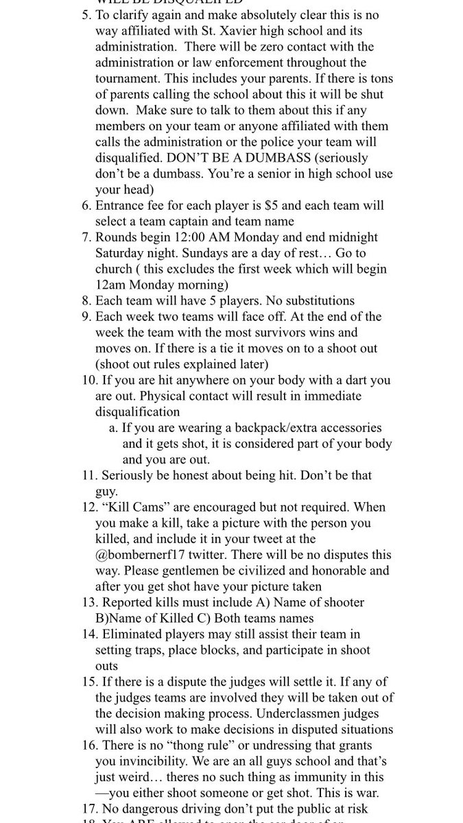 Bombernerf17's tweet photo. Here are the official rules for Nerf Wars. Follow them. https://t.co/2m7sTXVHHD