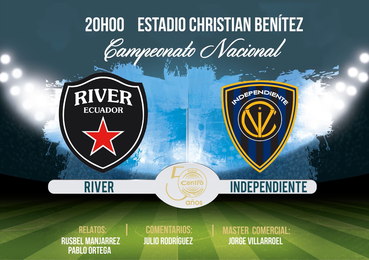 HOY TRANSMITIMOS
<a href="/CDRiverEcuador/">River EC</a> vs <a href="/IDV_EC/">Independiente del Valle</a>
#SerieA fecha 3

Escucha: radiocentroambato.com 91.7FM
#50AñosRadioCentro