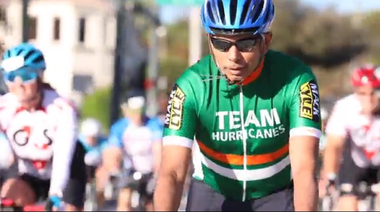drkomanduri's tweet photo. Thanks to @DavidSuttaPhoto for this great still of me at the start of my 53m ride from #DCCVII recap video. @TackleCancer @SylvesterCancer https://t.co/Zrm2qcar1F