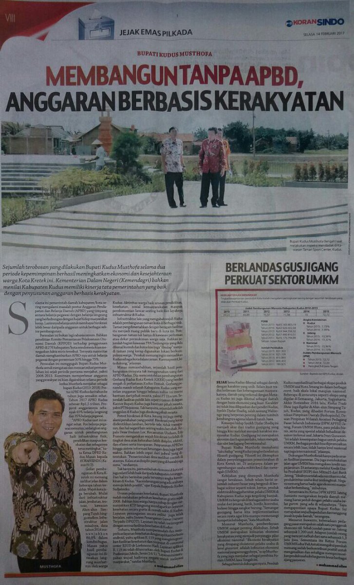 Membangun tnp APBD bisa ga sih ? Bisa kok, ini yg dilakukan Bupati Kudus <a href="/MusthofaWardoyo/">H. Musthofa</a> dg berlandas Gusjigang perkuat UMKM. <a href="/KemenkopUKM/">Kemenkop UKM</a>
