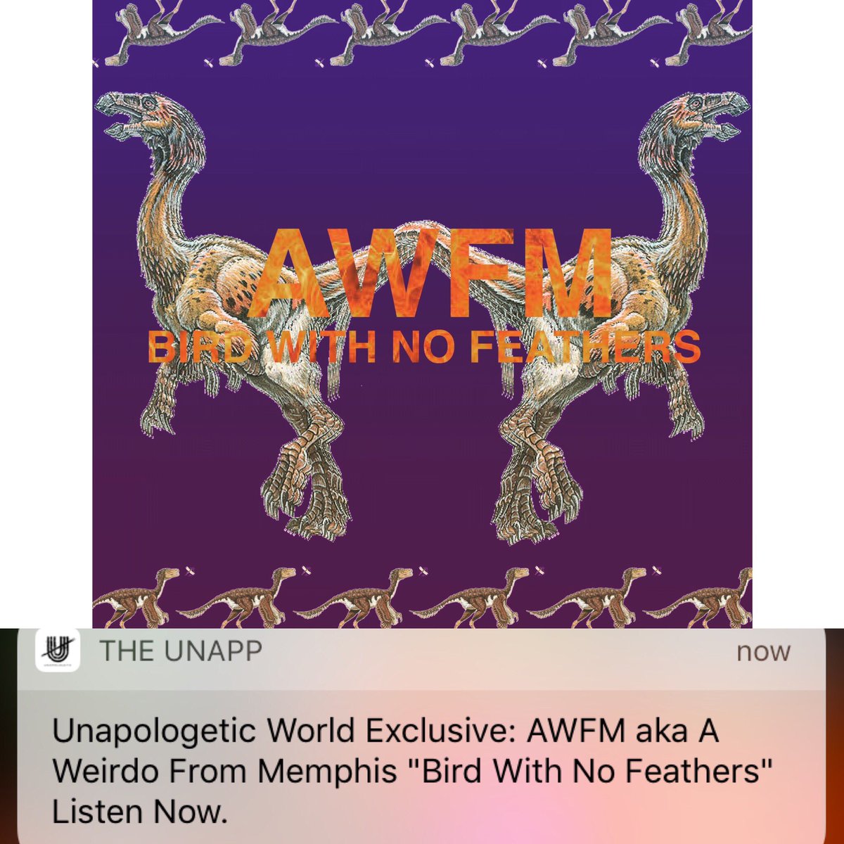 AWFMemphis's tweet photo. New AWFM track out now via the Unapologetic World App. Check it out. #AWFM #AWeirdoFromMemphis https://t.co/GMc0EO1jEa