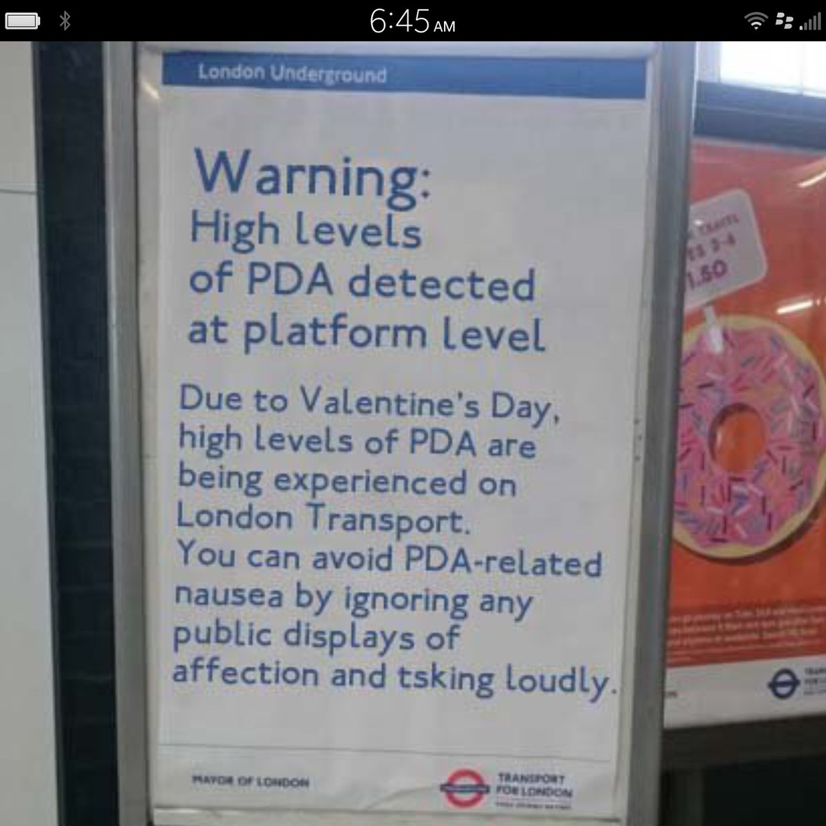 Timely Valentine's Day warning from Transport for London