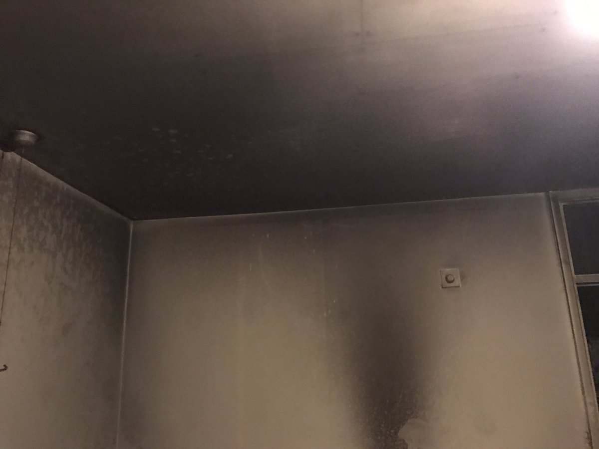 Woodgate White @ bedroom fire in sheltered accommodation caused by smoking in bed....please Never smoke in bed stay safe