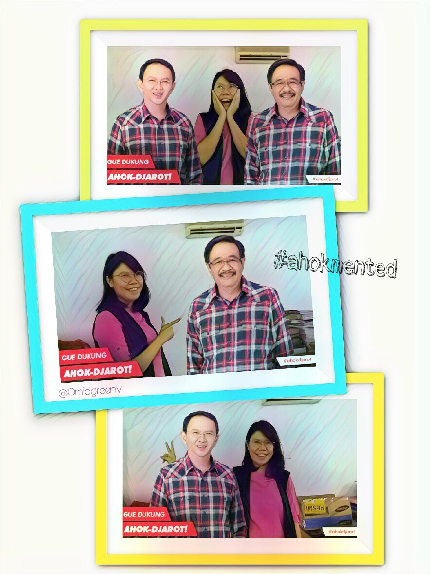 Omidgreeny's tweet photo. Meskipun besok ga bisa milih, yg penting bisa foto bareng (?)😅 Semoga menang satu putaran 🙏 #Ahokmented✌@nurulkalfiani @kurawa https://t.co/uuvlveWrC7