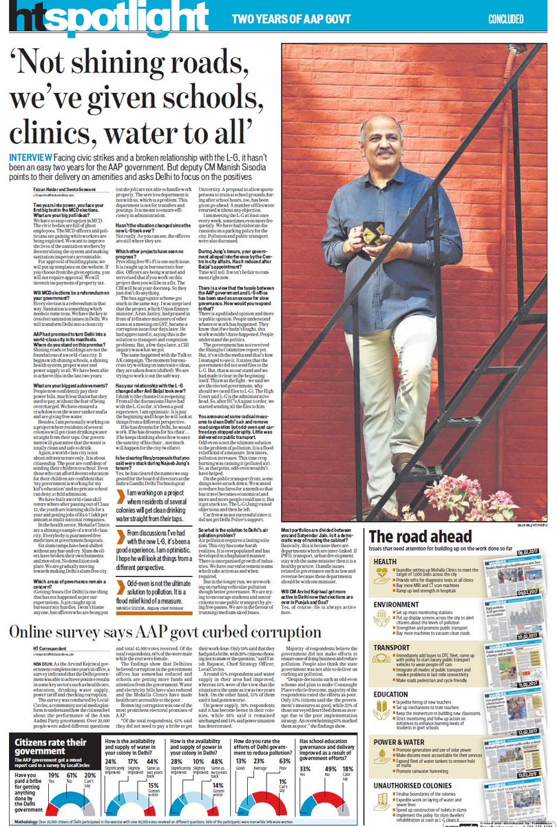 upendrakumar104's tweet photo. #2YearsOfAAPGovt

Dy CM @msisodia Interview to HT
‘Not shining roads, we’ve given schools, clinics water to all’  @msisodia @KapilMishraAAP https://t.co/E4e878iTTX