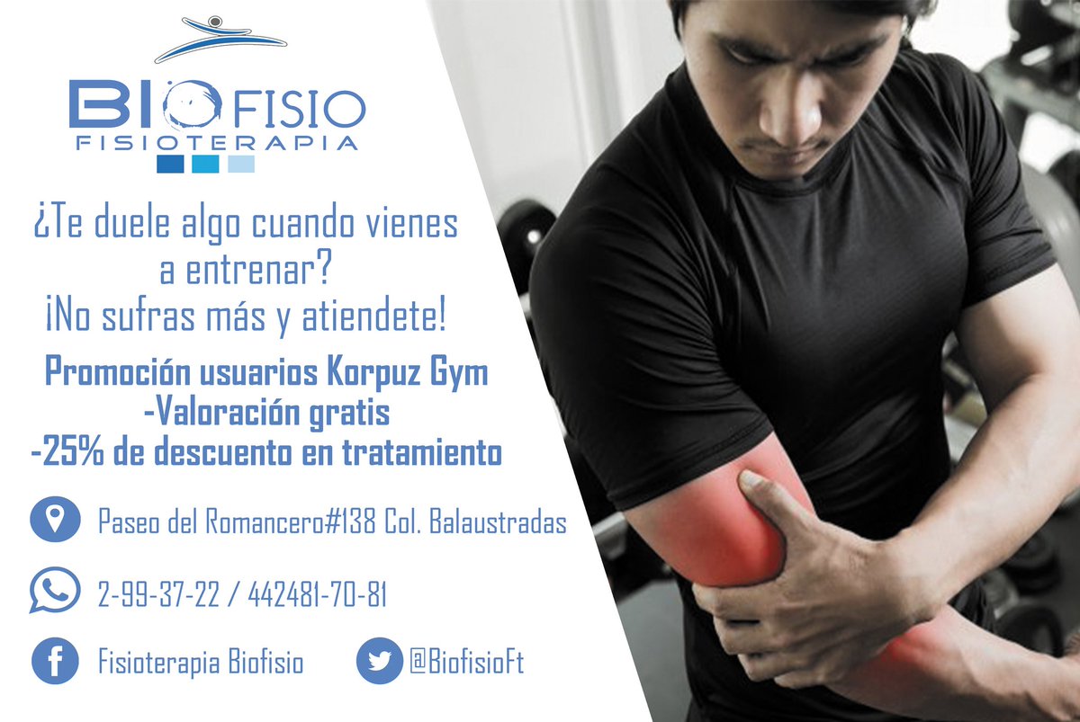 BiofisioFt's tweet photo. ATENCIÓN! A nuestros amigos de de @korpuzgym, en @BiofisioFt nos ponemos a su disposición con precios especiales para ustedes! https://t.co/IoXhC2Y026