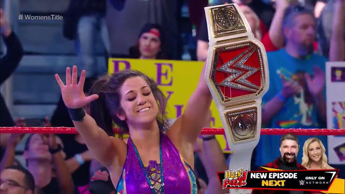 WWE's tweet photo. Last night @NaomiWWE became #SDLive #WomensChampion, and tonight @itsBayleyWWE keeps it going becoming the #RAW #WomensChampion! https://t.co/PVlCwVB41r