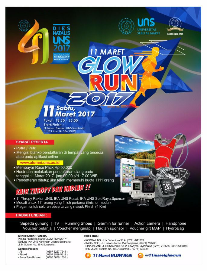 IKA UNS Soloraya Gelar Sebelas Maret Glow Run 2017 infosolo.net/sebelas-maret-…