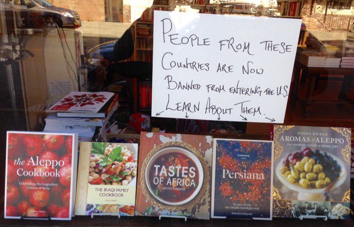 GastronautCafe's tweet photo. #SanFrancisco #Bookstore Displays #Cookbooks From Countries Affected By #Immigration Ban https://t.co/ZtZOD3XciO #foodmigration #refugees https://t.co/eZjBQAbML4