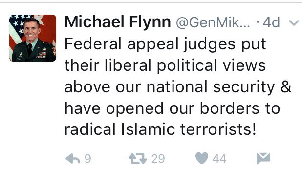 MelissaFazli's tweet image. Flynn' Twitter is still up. Not that popular. Wanted screen shots so he can't delete before his trial. #FlynnResignation #FlynnResigns 2/2