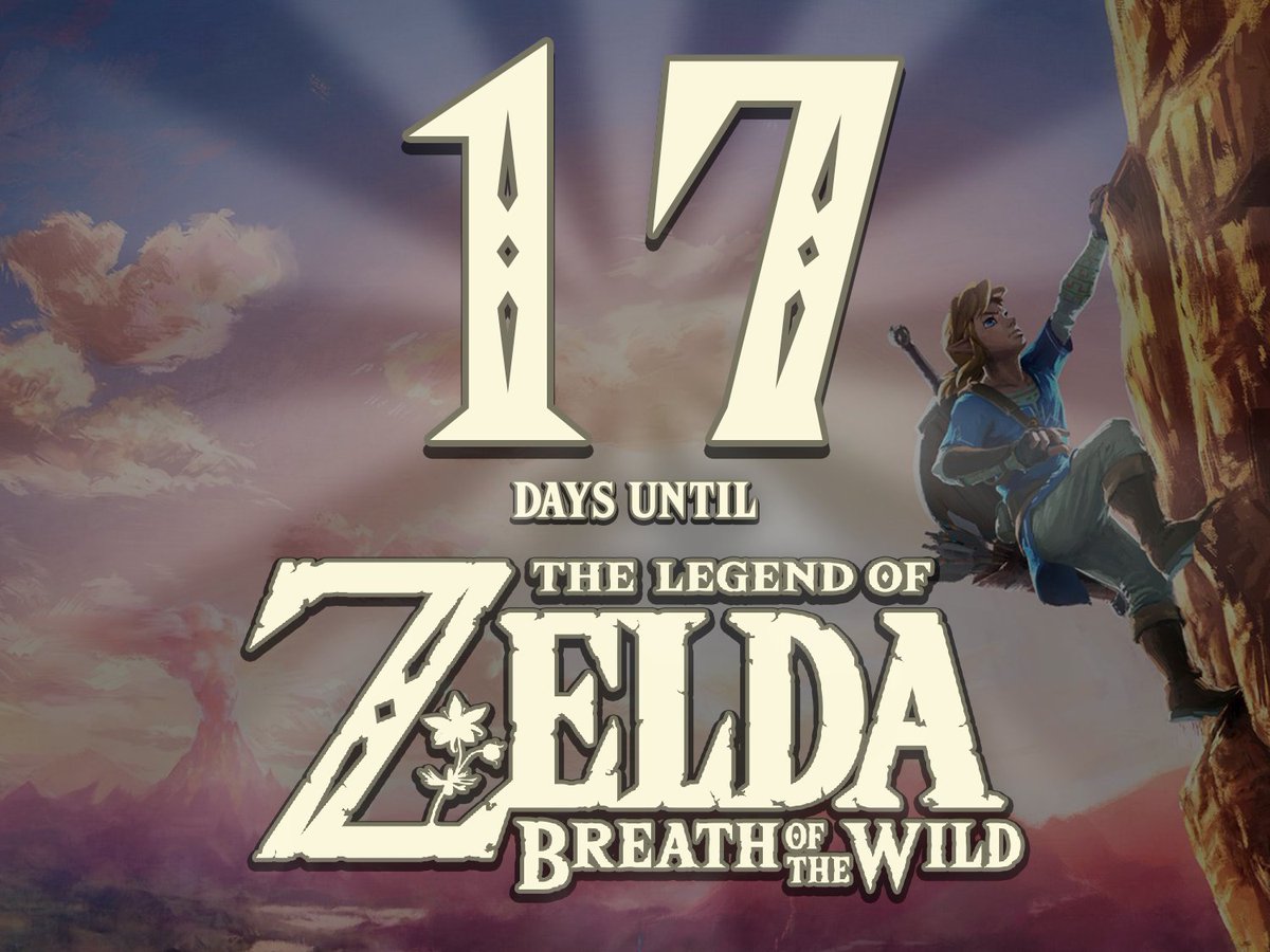 DaysTilZelda's tweet photo. The Legend of Zelda - Breath of the Wild will be released in 17 Days! https://t.co/XRu2WbAaIP