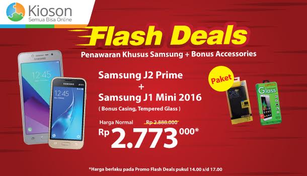 Kioson_ID's tweet photo. Stengah jam menuju #PromoFlashDeals Ayo siapa yg sudah menunggu Penawaran Khusus Samsung J2 Prime + J1 Mini Bonus Aksesoris dari #Kioson? https://t.co/D4OtJQr8lY