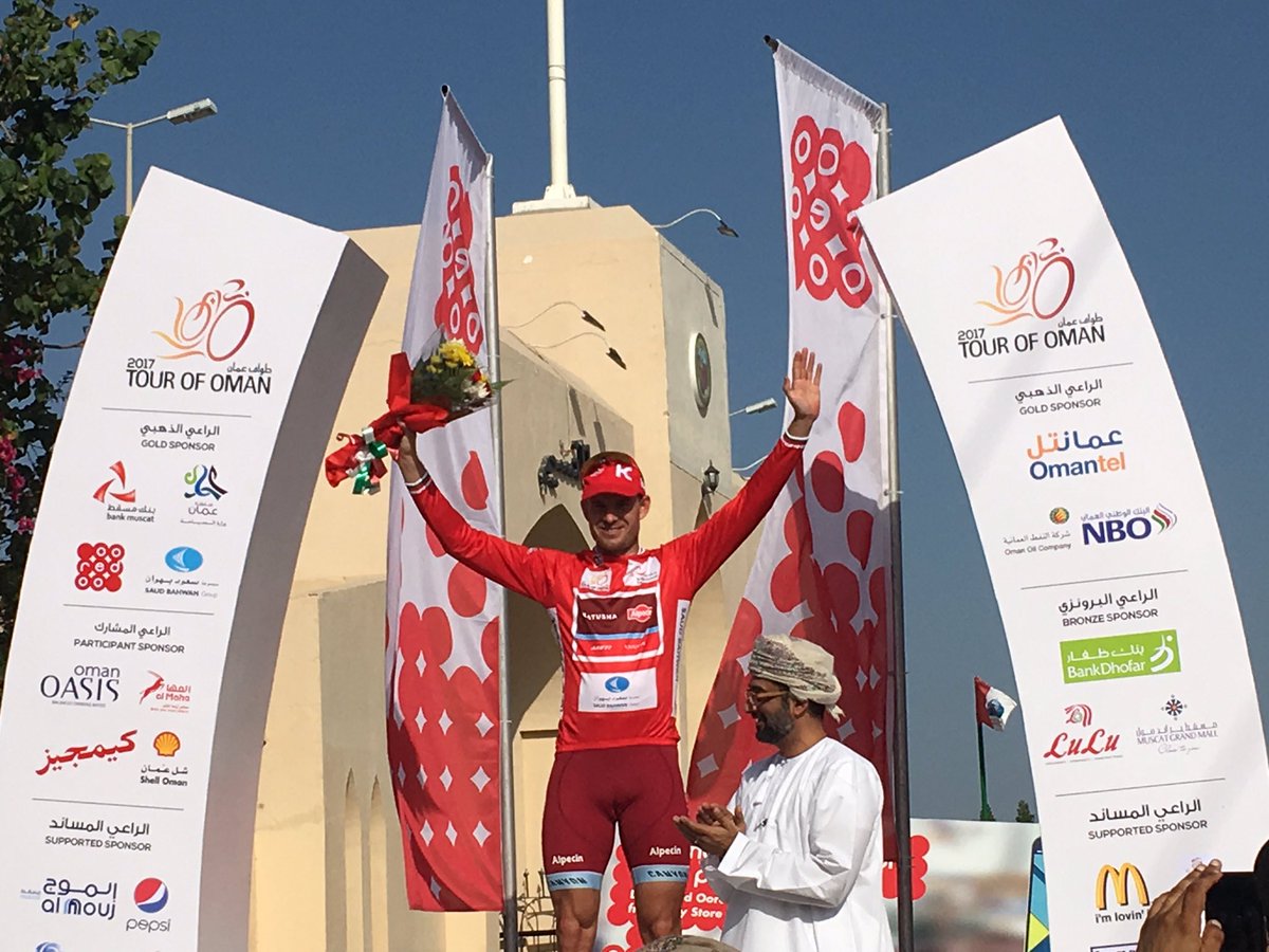 tourofoman's tweet photo. .@Kristoff87 first leader of the 2017 @tourofoman. He takes the green jersey as well. #TOO2017 https://t.co/IWJp4xghg1