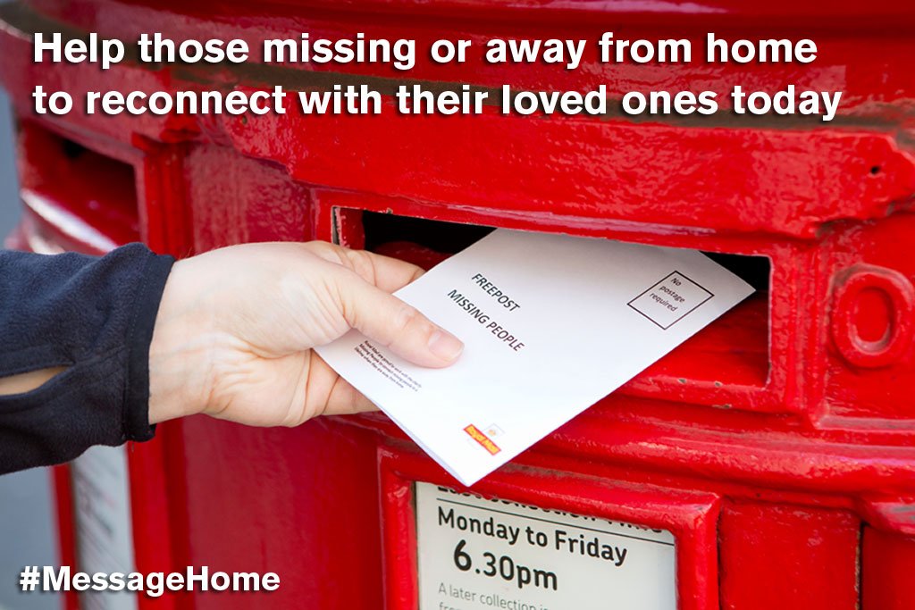 missingpeople's tweet photo. A #MessageHome from a missing loved one could be the best card to receive this #ValentinesDay @royalmailnews https://t.co/7Xh7KWRTj0 https://t.co/T2FBYDfItR