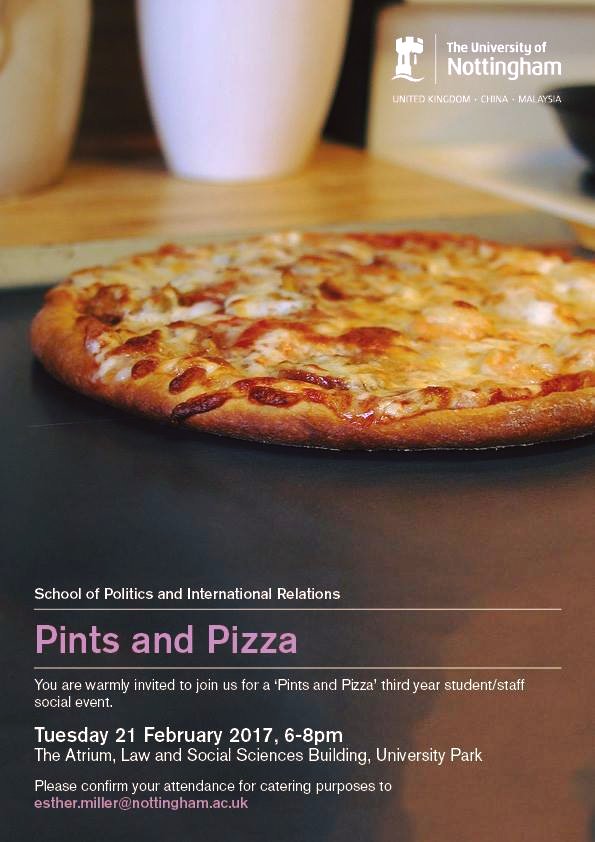 A shout out to all our Third Year students, we will host our annual "Pints and Pizza" event February 21st 2017#NPevents
