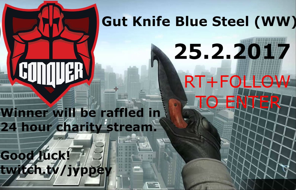 CG_Jyppe's tweet photo. Im doing 24 h charity stream for children hospital. Many giveaways inc &amp; lets start it with knife giveaway. RT+FOLLOW to enter :) https://t.co/dokv0MTfDh