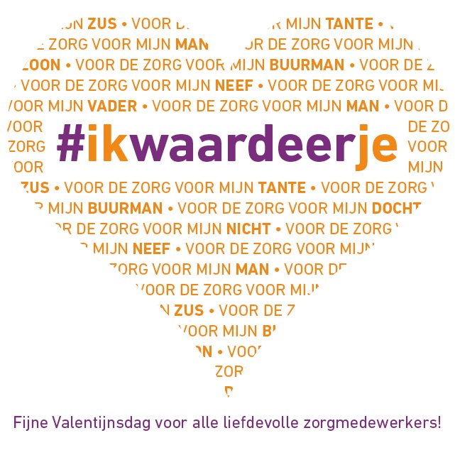 Fijne Valentijnsdag voor alle medewerkers in de zorg, vrijwilligers en mantelzorg! Blij dat jullie er zijn #ikwaardeerje