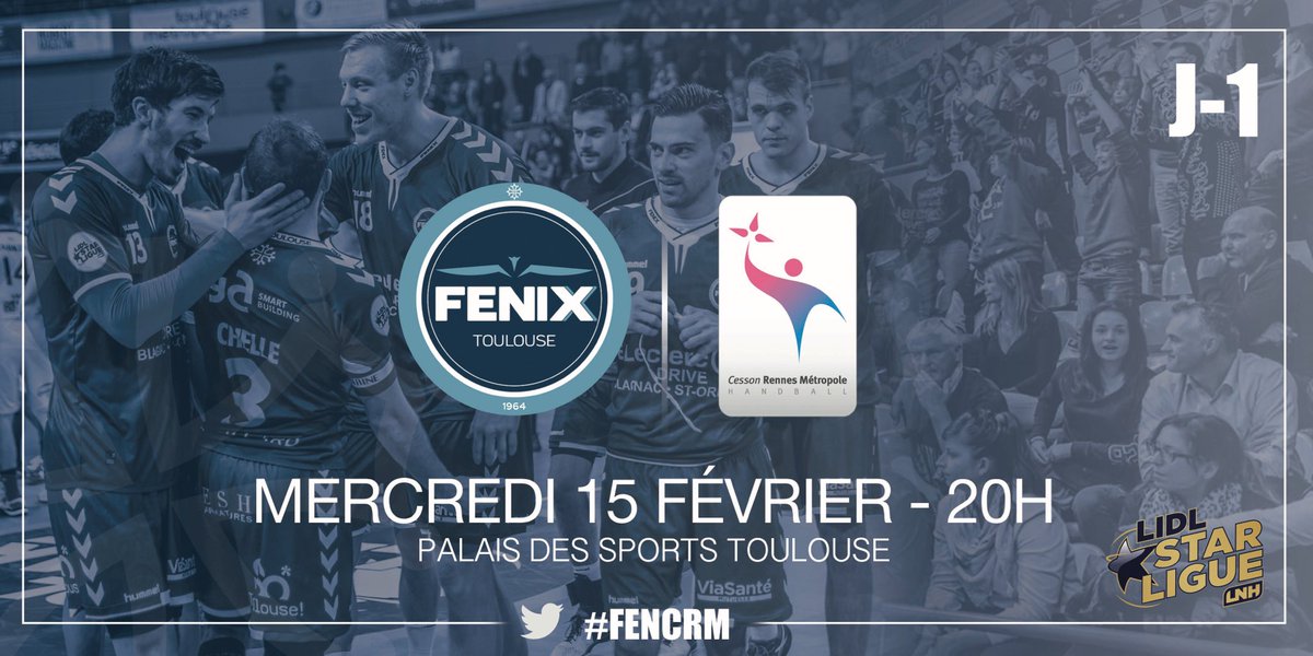 FENIX_HB's tweet photo. 📅 J-1 avant la première rencontre de l'année au Palais des Sports 
🆚@cessonhandball 
⏰20h
#J15 de @LidlStarligue 

#WeAreToulouse #GoFENIX https://t.co/b8kNO38CVO