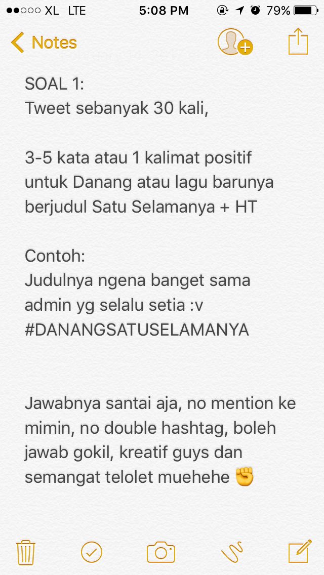 Soal ke-1, hashtag berubah jadi #.DANANGSATUSELAMANYA, boleh jawab gokil, atur jeda tweetnya, spam = otomatis kalah. Semangat 😊😊😊