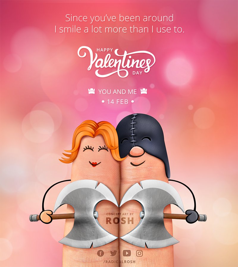 RadicalRosh's tweet photo. Happy #Valentines Day! #ClashRoyale #ClashOfClans #BoomBeach https://t.co/Vy6CQtioux