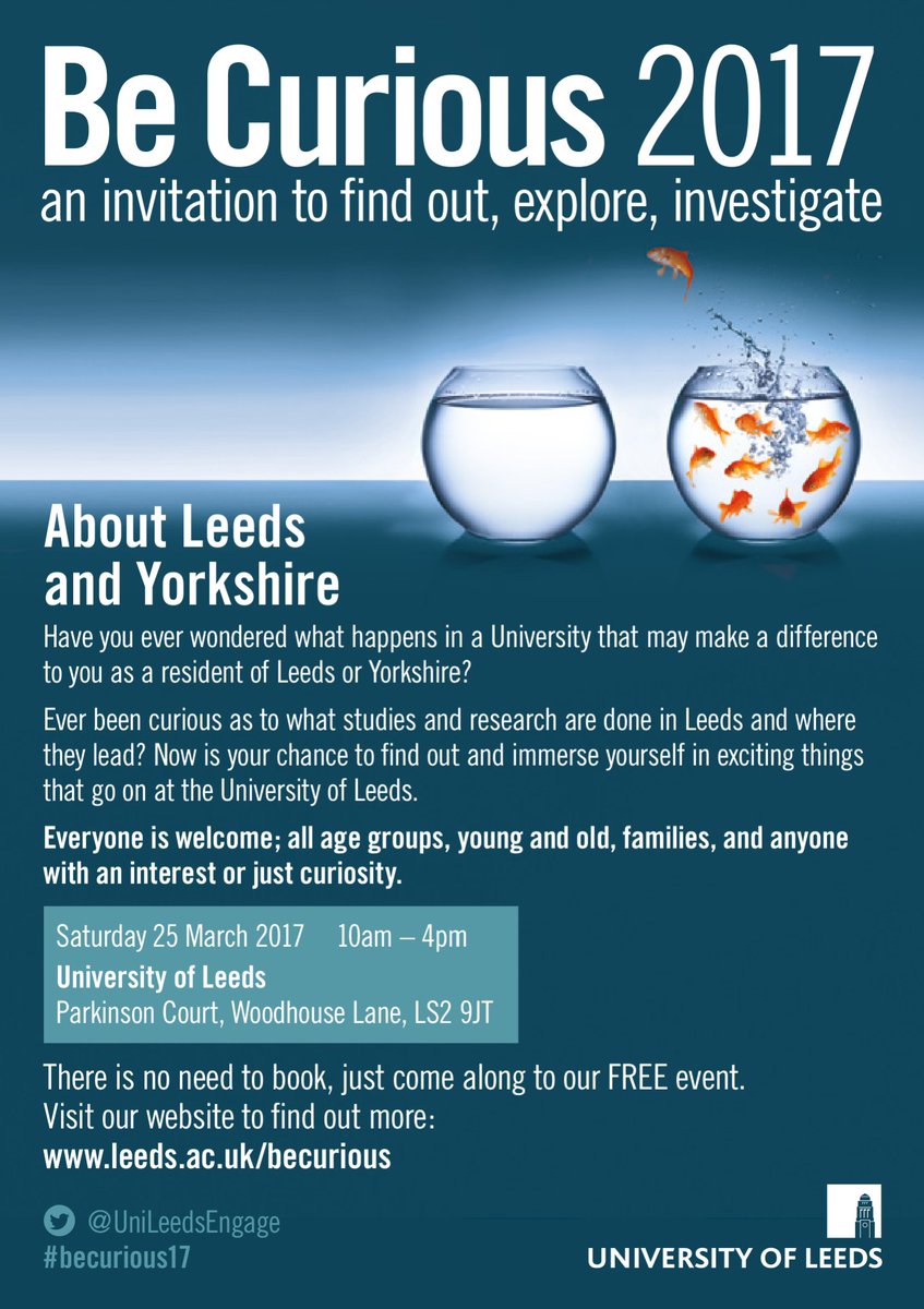 Family friendly science and engineering to be had on Saturday 25th March... leeds.ac.uk/becurious